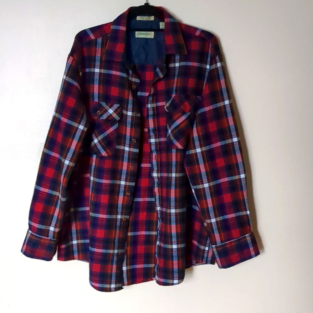 St. John's Bay Long Sleeve Button Down Plaid Men's XLT